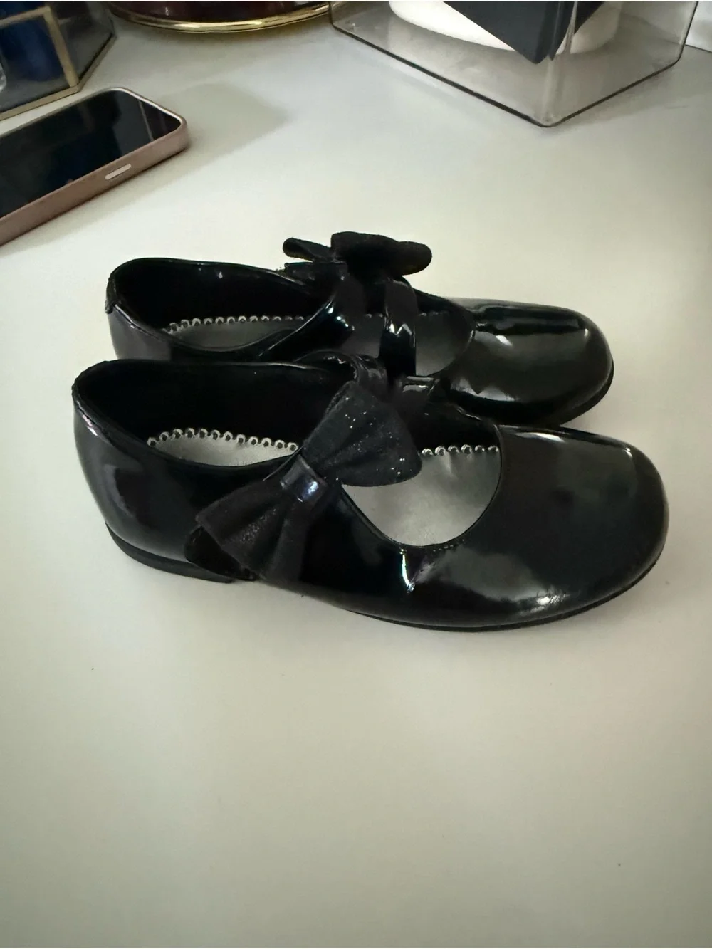 Rachel Shoes Girls' Black Patent Mary Janes with Bow